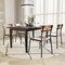 Emma and Oliver Blanchard Set of 2 Dining Chairs with Metal Frames and Solid Wood Seats and Backs with Antique Finishes